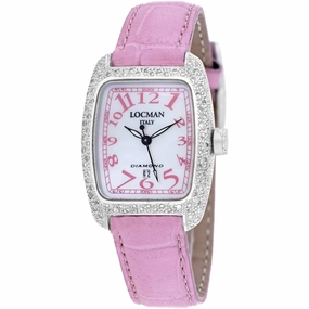 Locman Women's Watch - Diamond White MOP Dial Pink Leather Strap | 485MOPPK2DC/PK