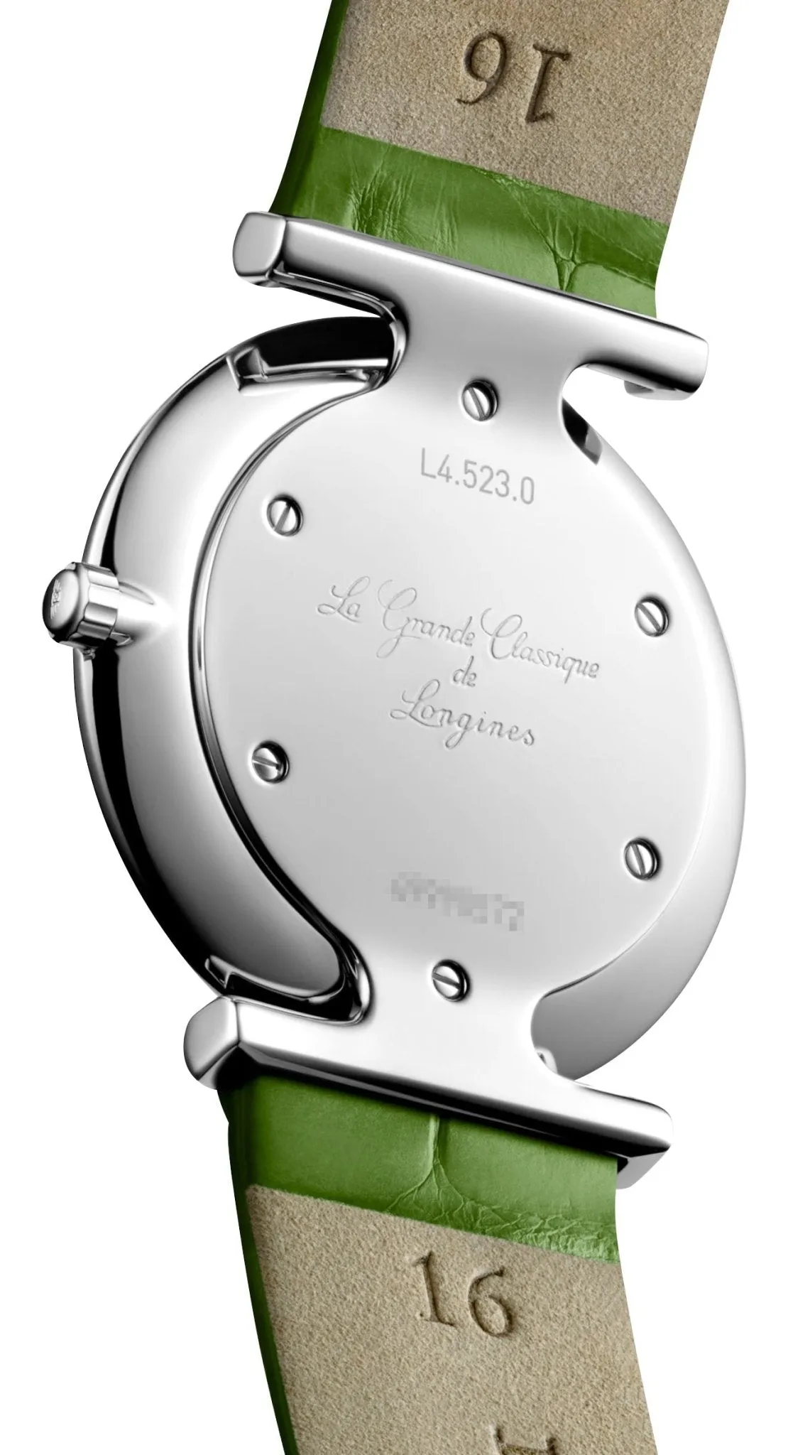 Longines La Grande Classique Monochrome Stainless Steel Green Dial Green Leather Strap Diamonds Quartz Womens Watch L4.523.0.60.2