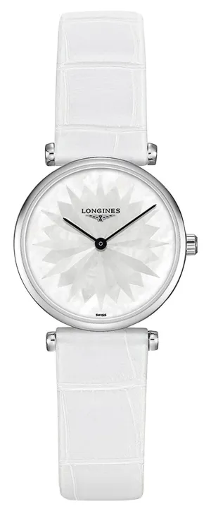Longines La Grande ClassiqueStainless Steel Mother-Of-Pearl Dial White Leather Strap Quartz Womens Watch L4.209.4.05.2