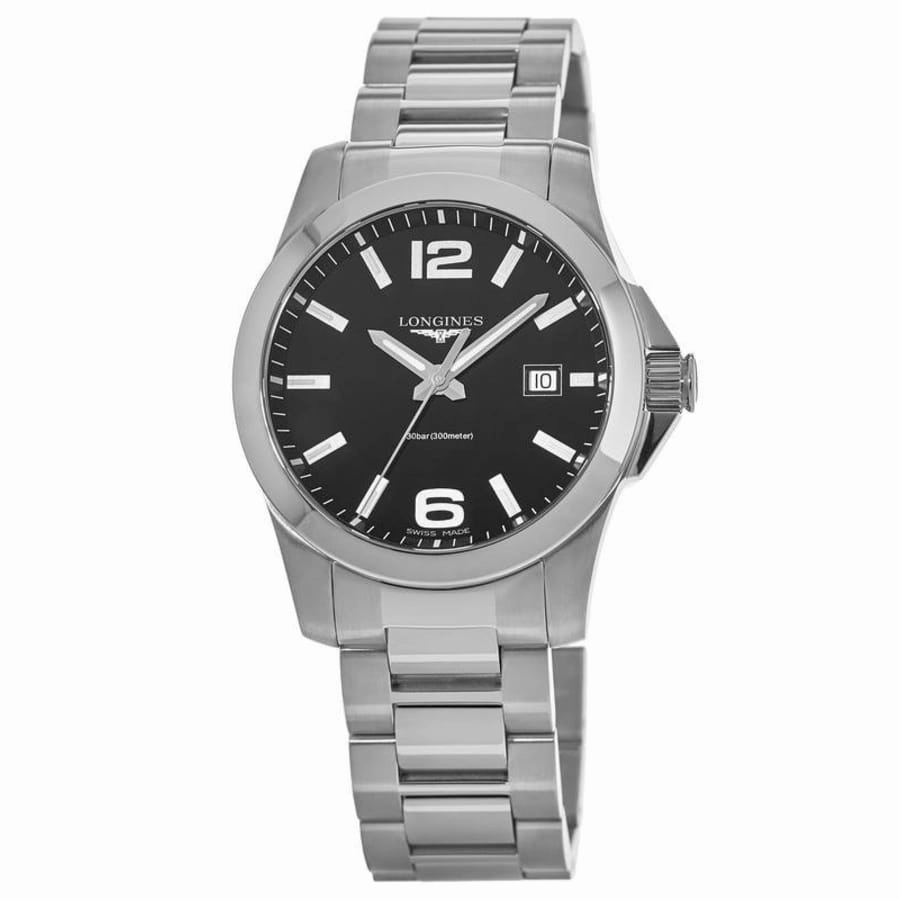 Longines Conquest Quartz Black Dial Men's Watch L3.759.4.58.6