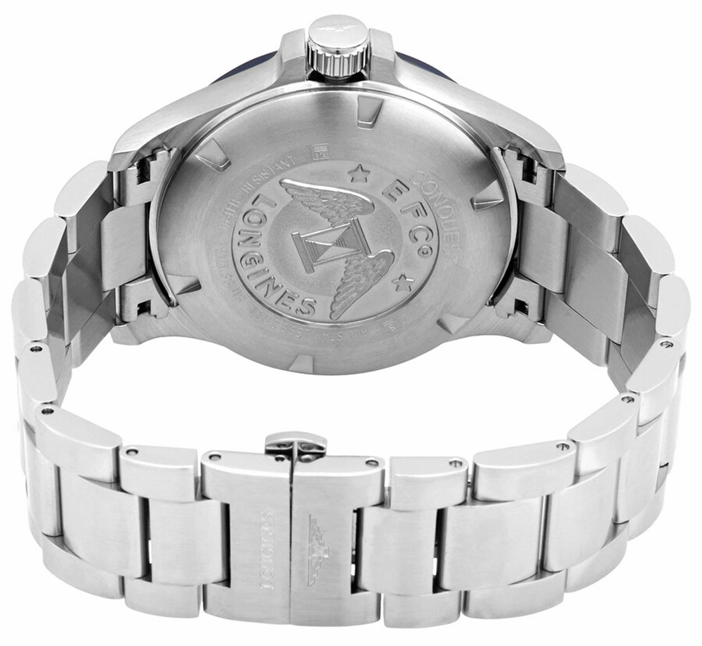 Longines Conquest V.H.P. Ceramic & Stainless Steel Blue Dial Perpetual Calendar Date Quartz Mens Watch L3.729.4.96.6