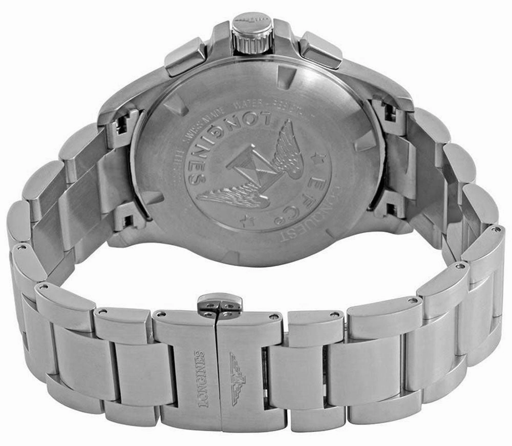 Longines Conquest V.H.P. Chronograph Stainless Steel Black Dial Perpetual Calendar Date Quartz Mens Watch L3.717.4.66.6
