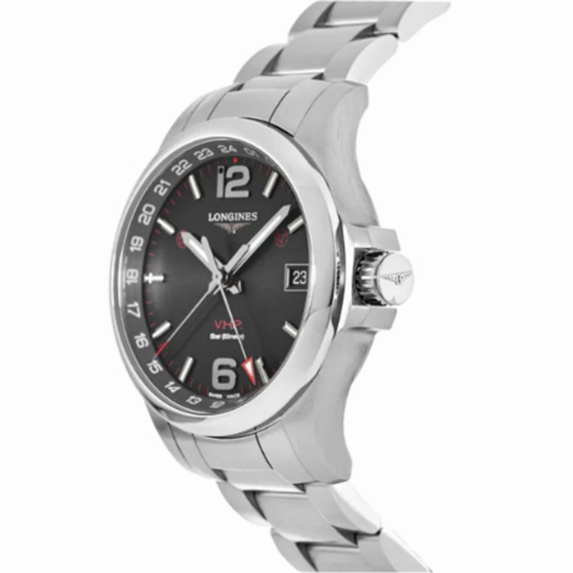 Longines Men's Watch - Conquest V.H.P. Date Display Black Dial Bracelet | L37184566