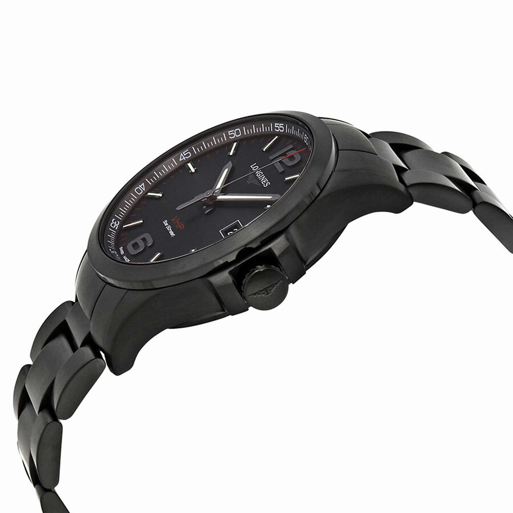 Longines Men's Watch - Conquest V.H.P. Date Display Black Steel Bracelet | L37262566
