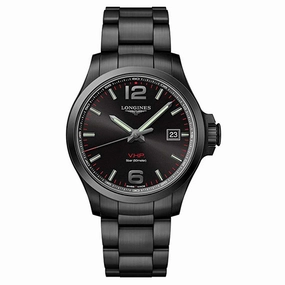 Longines Men's Watch - Conquest V.H.P. Date Display Black Steel Bracelet | L37262566