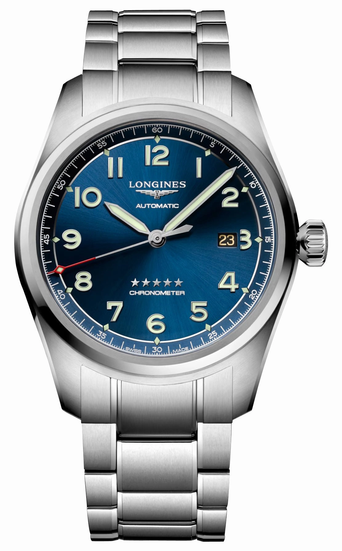 Longines Spirit Prestige Edition Automatic COSC Stainless Steel Blue Dial Interchangeable Blue/Brown Leather Strap Date Mens Watch L3.811.4.93.9