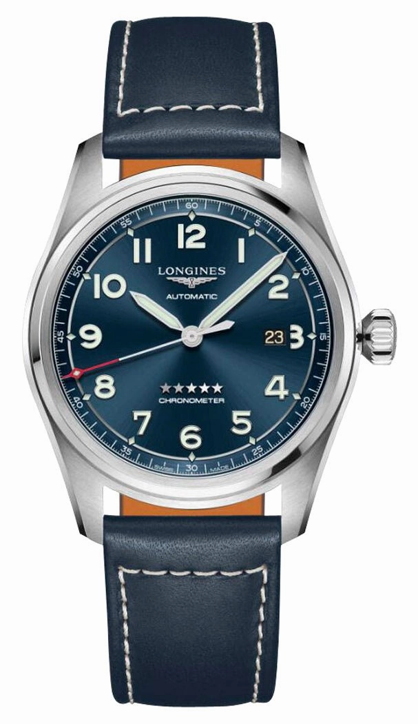 Longines Spirit Prestige Edition Automatic COSC Stainless Steel Blue Dial Interchangeable Blue/Brown Leather Strap Date Mens Watch L3.811.4.93.9