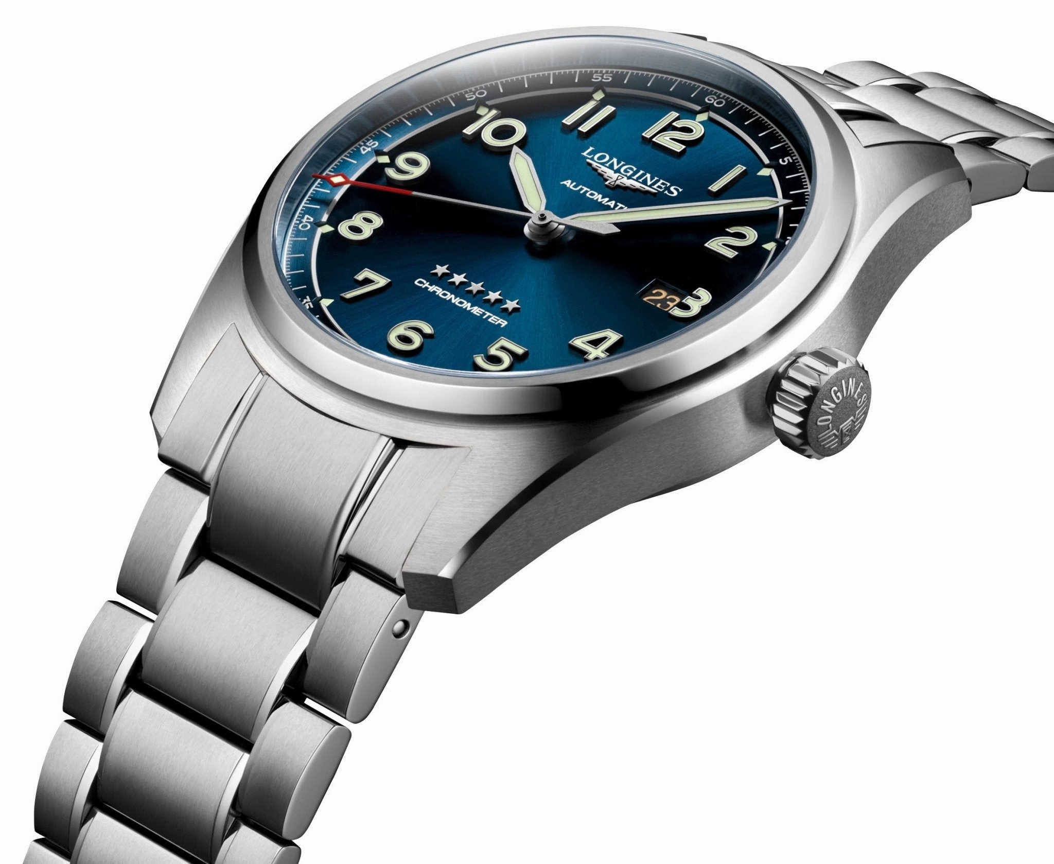 Longines Spirit Prestige Edition Automatic COSC Stainless Steel Blue Dial Interchangeable Blue/Brown Leather Strap Date Mens Watch L3.811.4.93.9