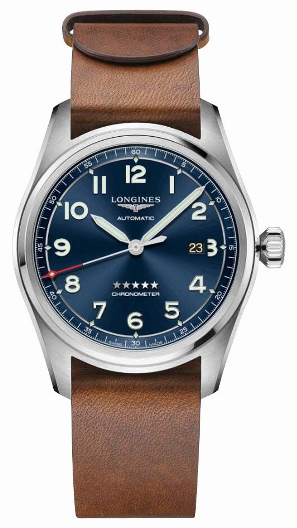 Longines Spirit Prestige Edition Automatic COSC Stainless Steel Blue Dial Interchangeable Blue/Brown Leather Strap Date Mens Watch L3.811.4.93.9