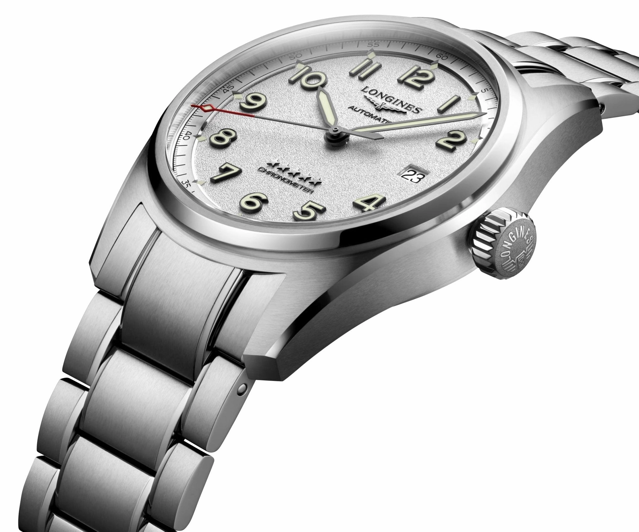 Longines Spirit Prestige Edition Automatic COSC Stainless Steel Silver Dial Interchangeable Brown Leather/NATO Strap Date Mens Watch L3.810.4.73.9
