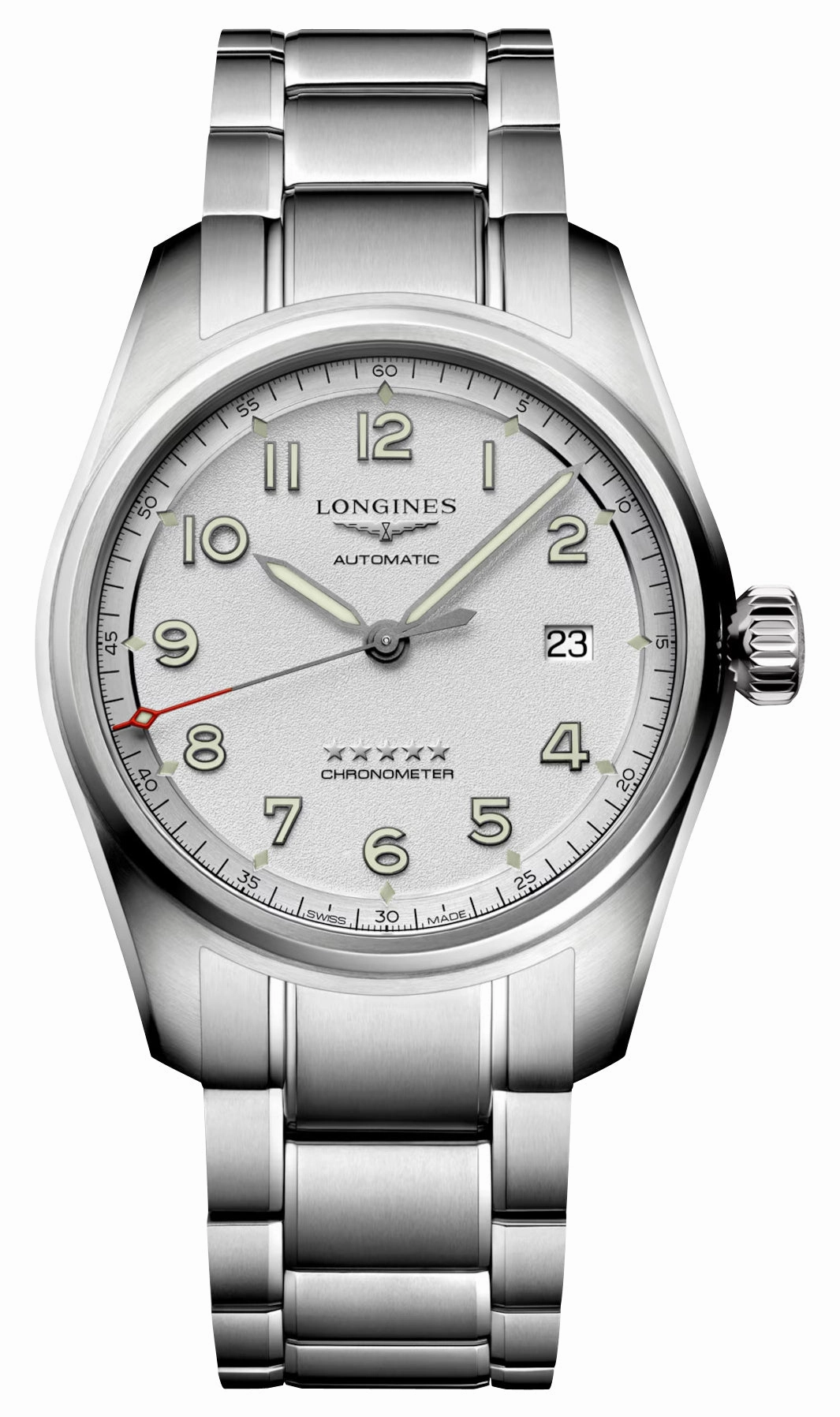 Longines Spirit Prestige Edition Automatic COSC Stainless Steel Silver Dial Interchangeable Brown Leather/NATO Strap Date Mens Watch L3.810.4.73.9
