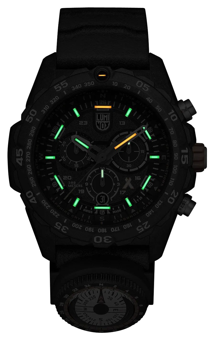 Luminox Bear Grylls Survival Chronograph CARBONOX  Black Dial Black Rubber Strap Compass Date Divers Quartz Mens Watch XB.3741