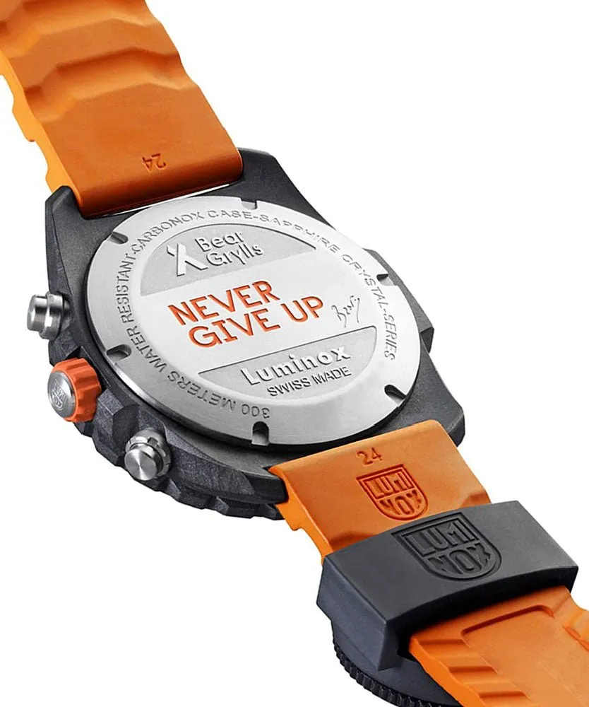 Luminox Bear Grylls Survival Chronograph CARBONOX Black Dial Orange Rubber Strap Compass Date Divers Quartz Mens Watch XB.3749