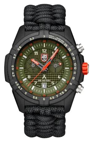 Luminox Bear Grylls Survival Chronograph CARBONOX Green Dial Black Textile Strap Date Divers Quartz Mens Watch XB.3797.KM