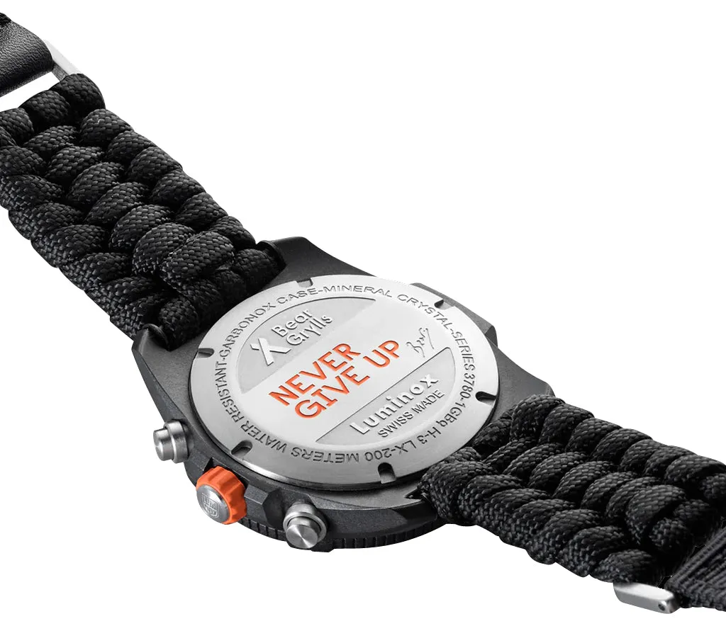 Luminox Bear Grylls Survival Chronograph CARBONOX Green Dial Black Textile Strap Date Divers Quartz Mens Watch XB.3797.KM