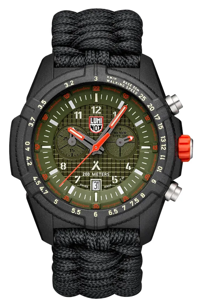 Luminox Bear Grylls Survival Chronograph CARBONOX Green Dial Black Textile Strap Date Divers Quartz Mens Watch XB.3797.KM