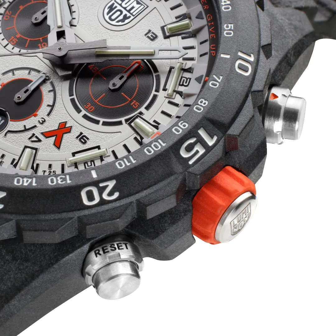 Luminox Bear Grylls Survival Chronograph CARBONOX  Silver Dial Gray Rubber Strap Compass Date Divers Quartz Mens Watch XB.3748