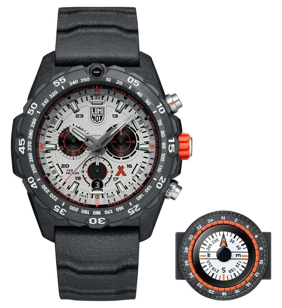 Luminox Bear Grylls Survival Chronograph CARBONOX  Silver Dial Gray Rubber Strap Compass Date Divers Quartz Mens Watch XB.3748