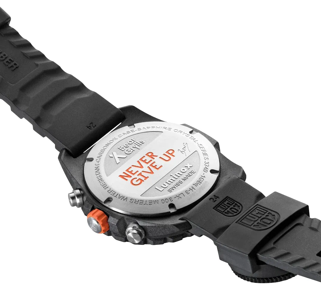 Luminox Bear Grylls Survival Chronograph CARBONOX  Silver Dial Gray Rubber Strap Compass Date Divers Quartz Mens Watch XB.3748