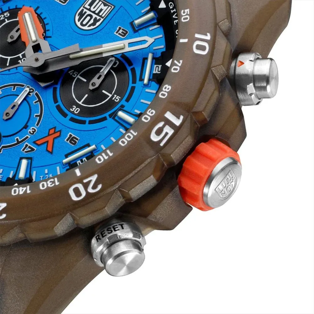 Luminox Bear Grylls Survival ECO Master Chronograph Blue Dial Blue Textile Strap Date Divers Quartz Mens Watch XB.3743.ECO