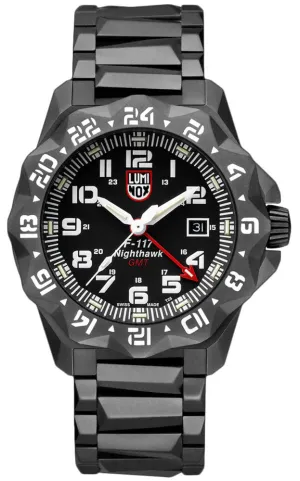 Luminox F-117 Nighthawk GMT Gunmetal PVD Black Dial Date Divers Quartz Mens Watch XA.6422