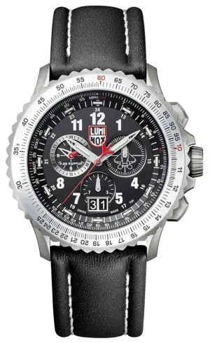 Luminox F-22 Raptor Chronograph Titanium Black Dial Black Leather Strap Date Divers Quartz Mens Watch XA.9241