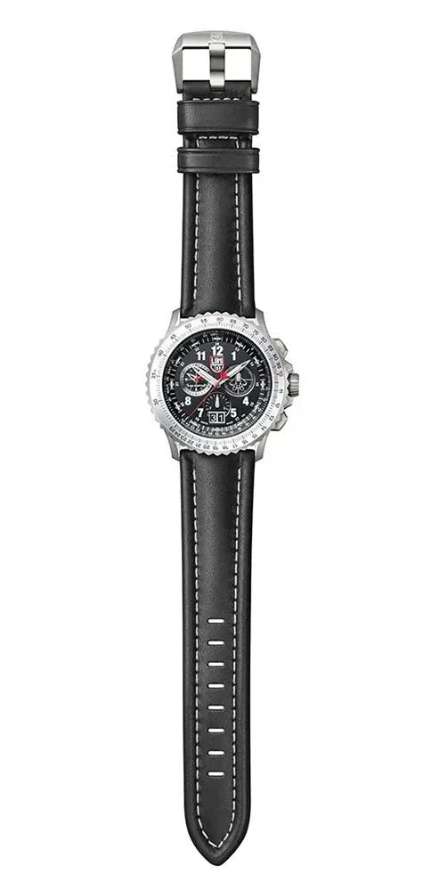 Luminox F-22 Raptor Chronograph Titanium Black Dial Black Leather Strap Date Divers Quartz Mens Watch XA.9241