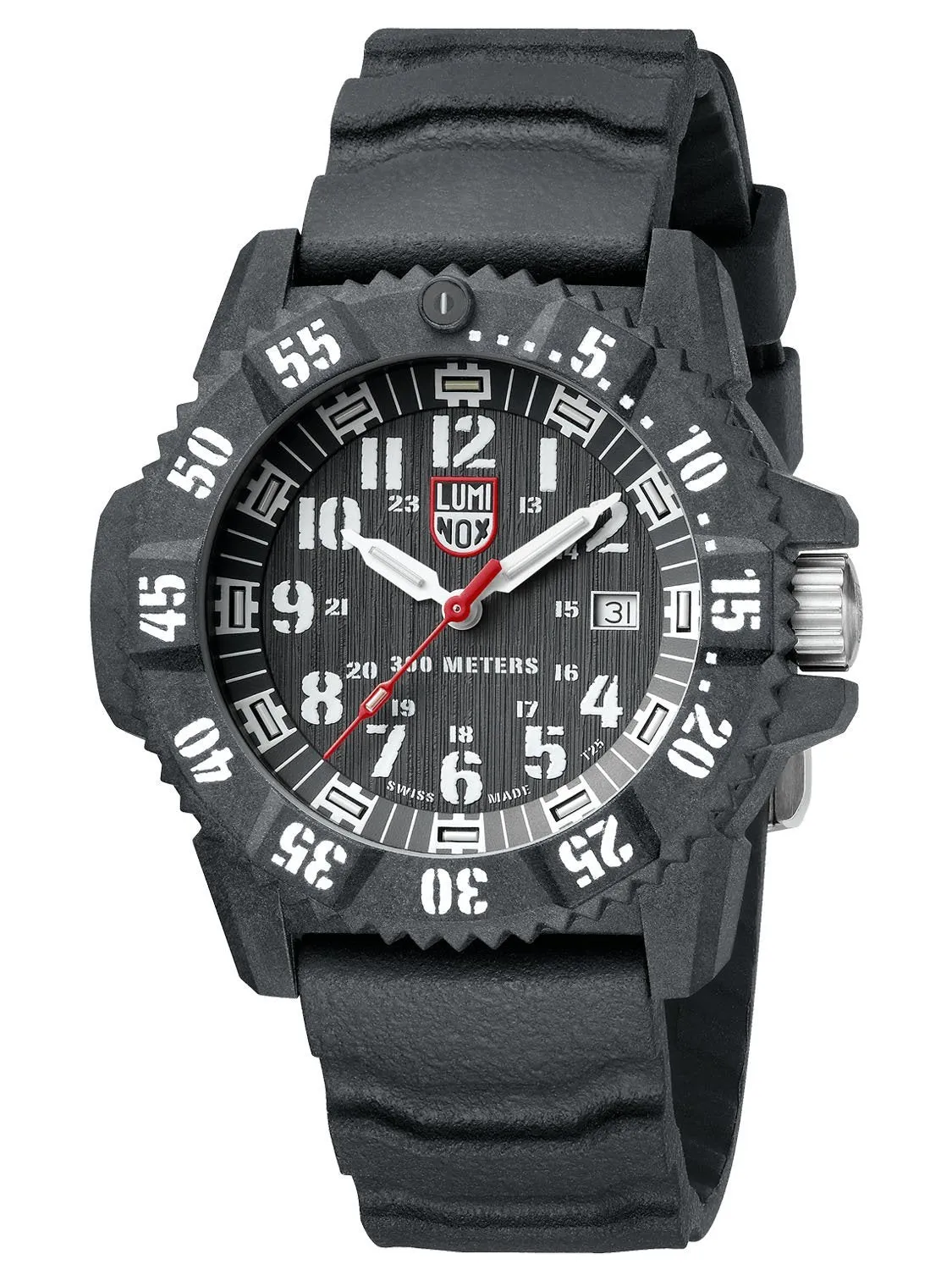 Luminox MASTER CARBON SEAL 3801 Series Mens Black Rubber Watch XS.3801.L