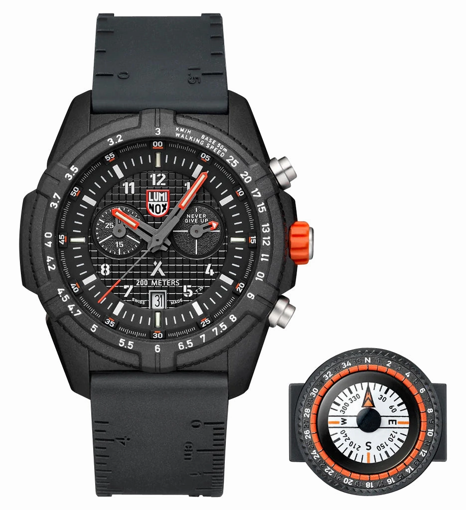 Luminox Bear Grylls Survival Chronograph CARBONOX Black Dial Black Rubber Strap Compass Date Divers Quartz Mens Watch XB.3781.KM