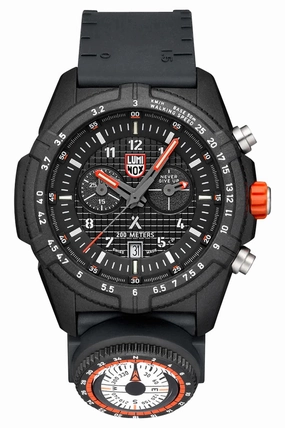 Luminox Bear Grylls Survival Chronograph CARBONOX Black Dial Black Rubber Strap Compass Date Divers Quartz Mens Watch XB.3781.KM
