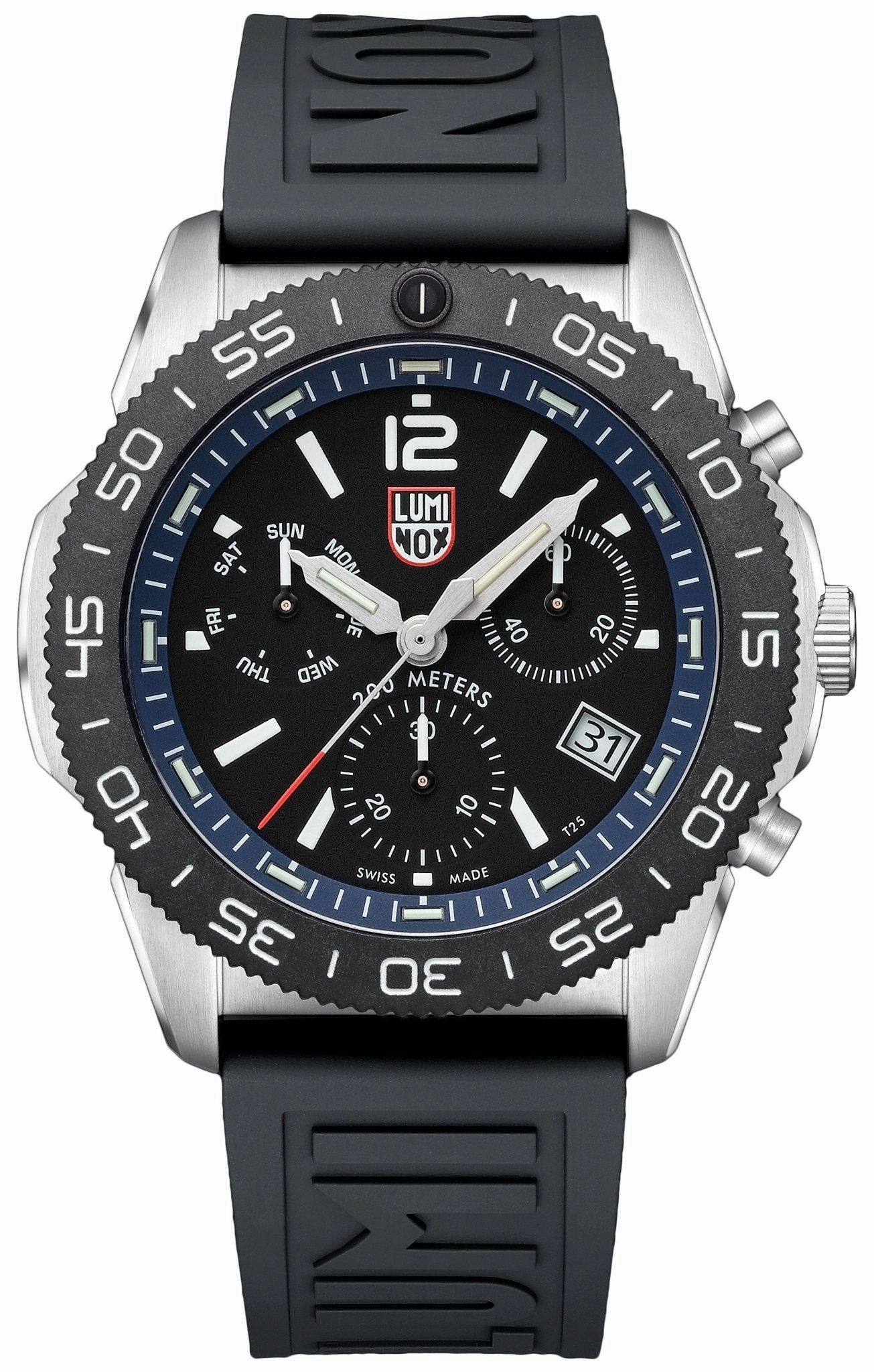 Luminox Pacific Diver Chronograph Stainless Steel Black Dial Blue/Black Interchangeable Rubber Strap Day/Date Divers Quartz Mens Watch XS.3143.SET