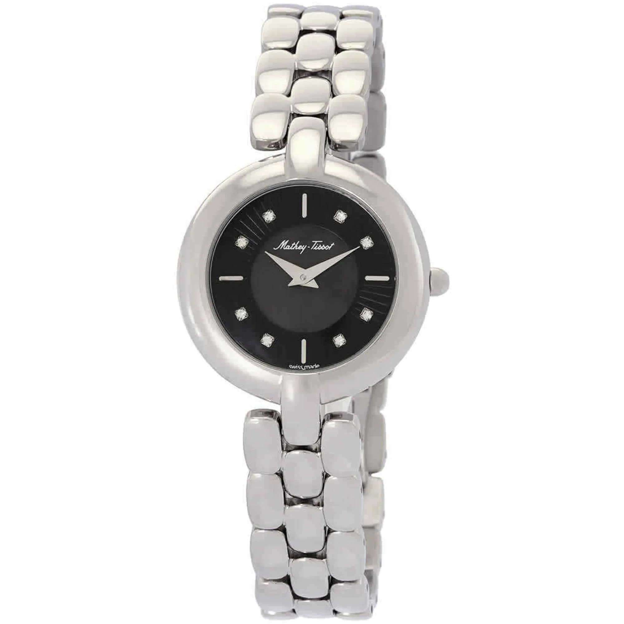 Mathey Tissot Women's Watch - Farah Black Dial Stainless Steel Bracelet | D956AN