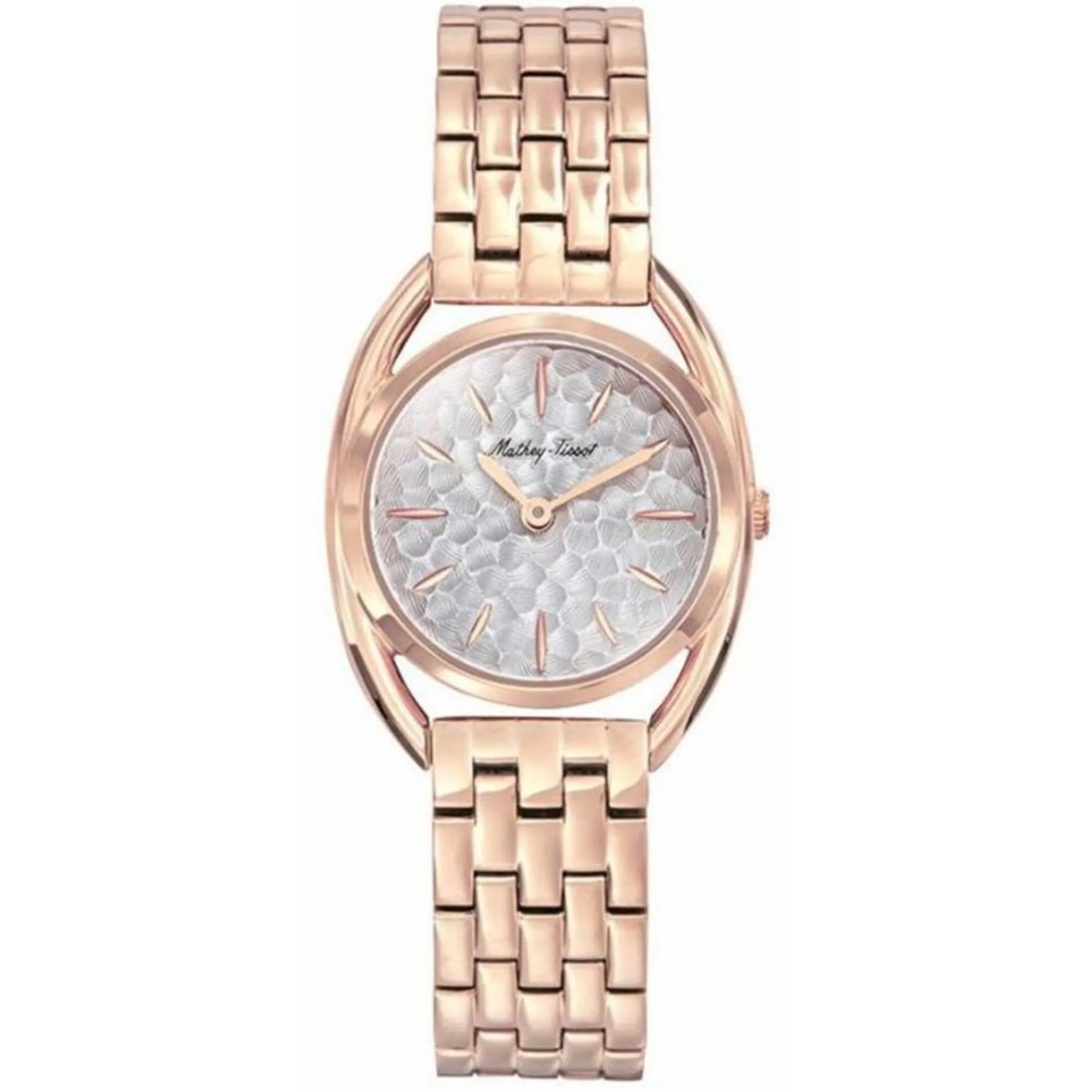 Mathey Tissot Women's Watch - Saphira Silver Dial Rose Gold Steel Bracelet | D933PI