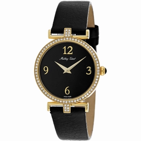 Mathey Tissot Women's Watch - Gaia Yellow Gold Case Black Dial Strap | D587QPYN