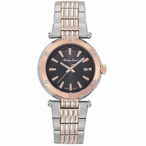 Mathey Tissot Women's Watch - Neptune Black Dial Two Tone Silver, Rose Case | D912RN