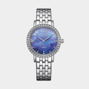 Men Quartz Light Blue Dial Analog Stainless Steel Watch EL3100-55N