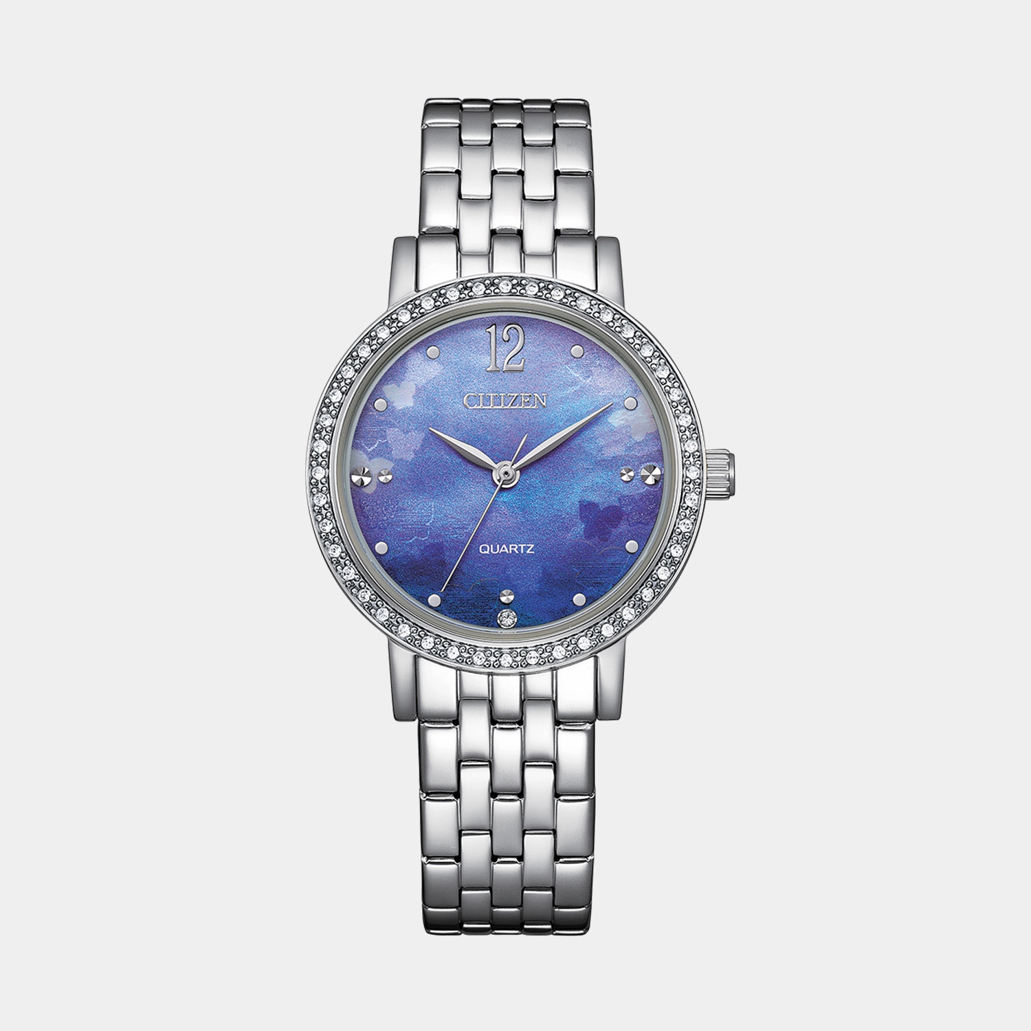 Men Quartz Light Blue Dial Analog Stainless Steel Watch EL3100-55N