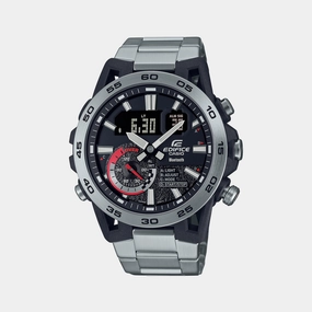 Men's Black Analog-Digital Stainless Steel Watch ED574