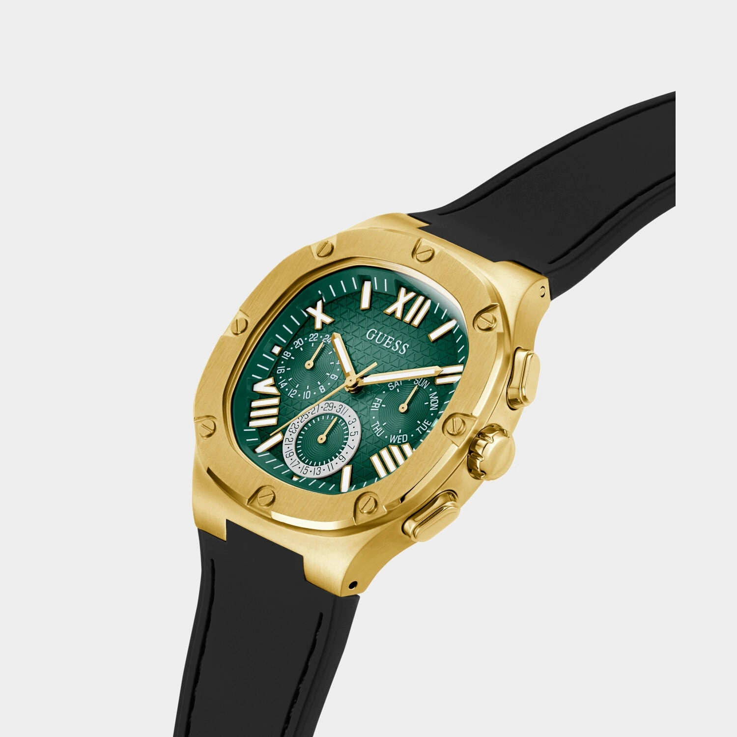 Men's Green Dial Multi-function Silicone Strap Watch GW0571G3