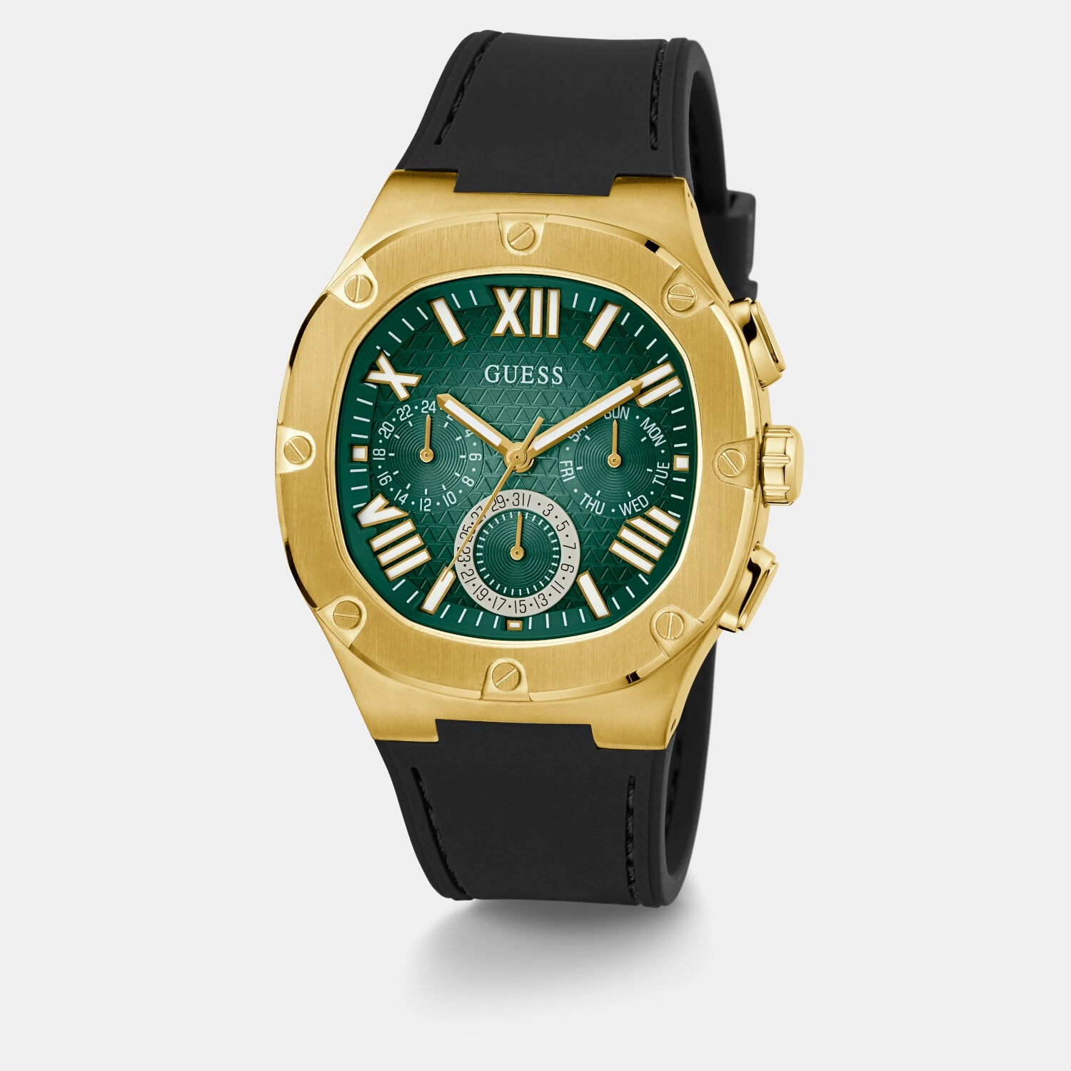 Men's Green Dial Multi-function Silicone Strap Watch GW0571G3