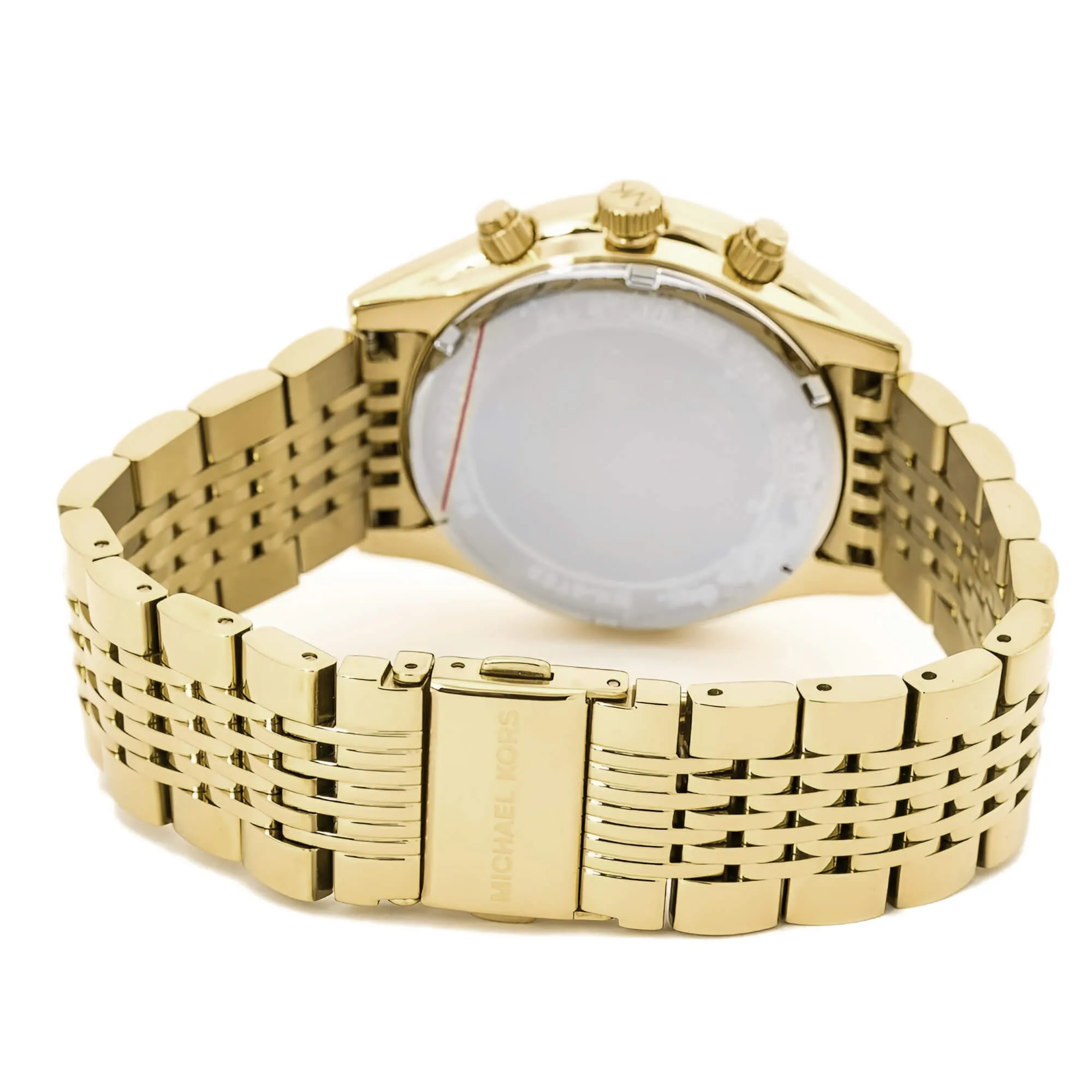 Michael Kors Women's Chronograph Watch - Brookton Quartz White Dial Yellow Gold Steel