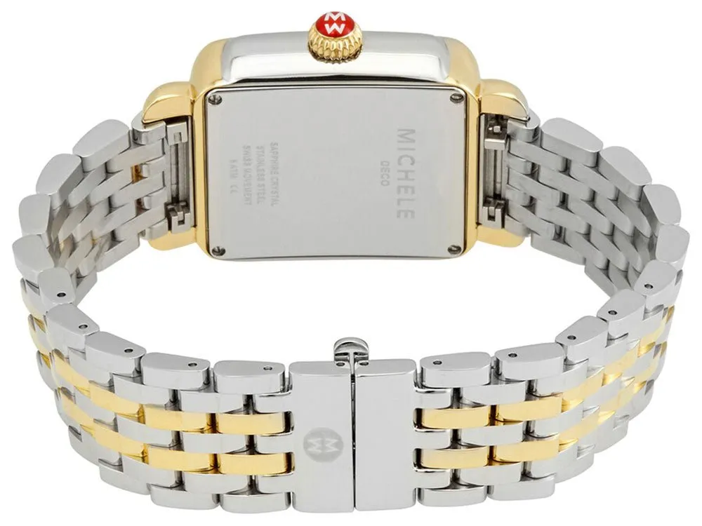 Michele Deco Madison Two-Tone Steel Diamonds Silver Dial Date Rectangle Womens Watch MWW06T000147