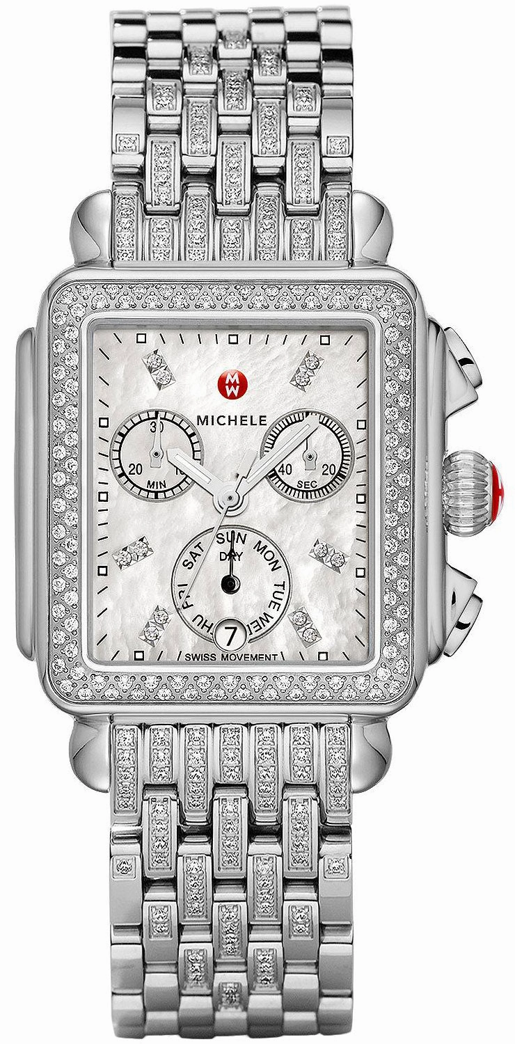 Michele Deco Chronograph Day/Date Stainless Steel Diamonds Womens Watch MWW06P000116