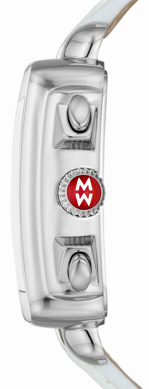 Michele Deco Sport Chronograph Mother-of-Pearl Rectangle Dial White Leather Women's Watch MWW06K000066