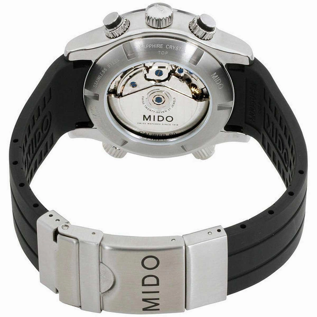 Mido Men's Chrono Watch - Multifort Silver Dial Black Rubber Strap | M0059141703000