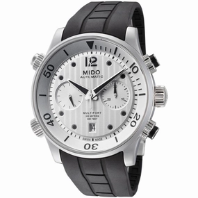 Mido Men's Chrono Watch - Multifort Silver Dial Black Rubber Strap | M0059141703000