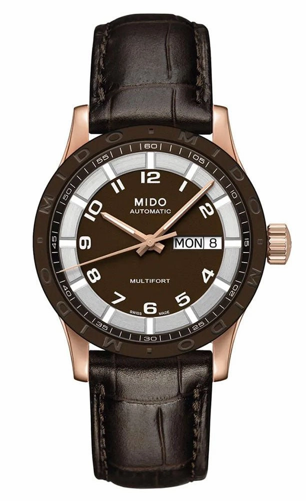 Mido Multifort Brown Dial Day-Date Brown Leather Strap Automatic Unisex Watch M018.830.36.292.00
