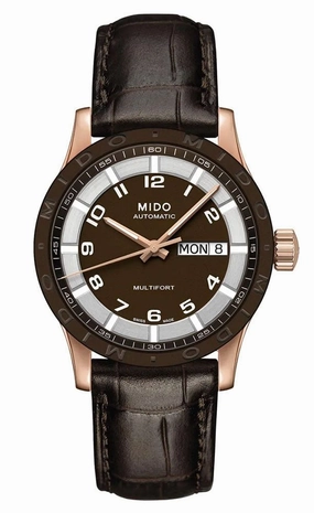 Mido Multifort Brown Dial Day-Date Brown Leather Strap Automatic Unisex Watch M018.830.36.292.00