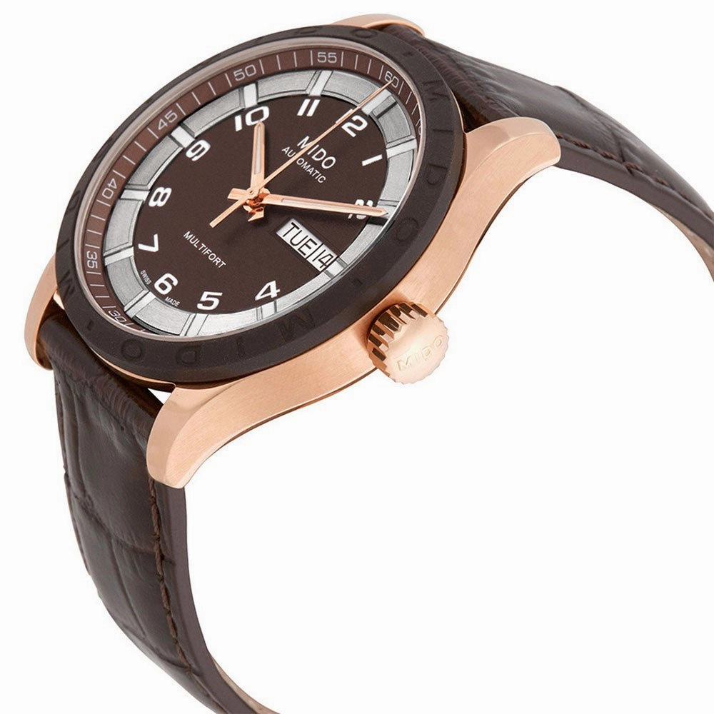 Mido Multifort Brown Dial Day-Date Brown Leather Strap Automatic Unisex Watch M018.830.36.292.00