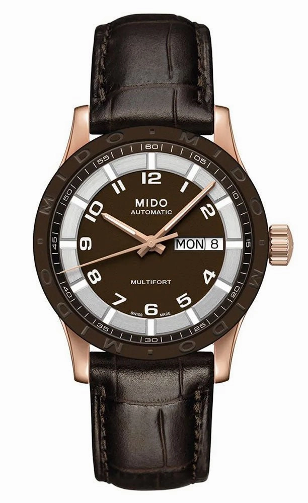 Mido Multifort Brown Dial Day-Date Brown Leather Strap Automatic Unisex Watch M018.830.36.292.00
